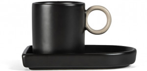 filiŻanka do espresso z podstawkiem niki, black/grey