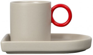 filiżanka do espresso z podstawką niki grey/red